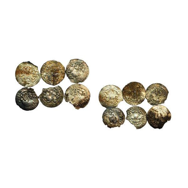 Harikelas, Eastern Bengal, (7th-9th Century AD), Set of 6 , Silver Unit, 3.60 to 5.50 gms,