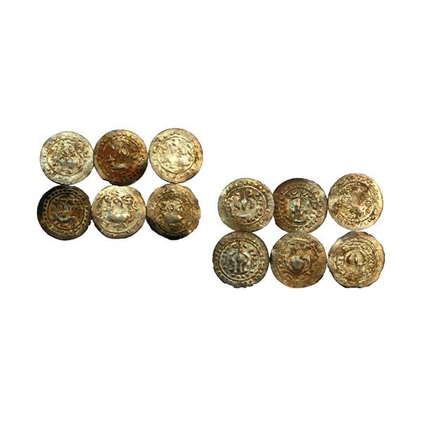 Harikelas, Eastern Bengal, (7th-9th Century AD), Set of 6, Silver Unit