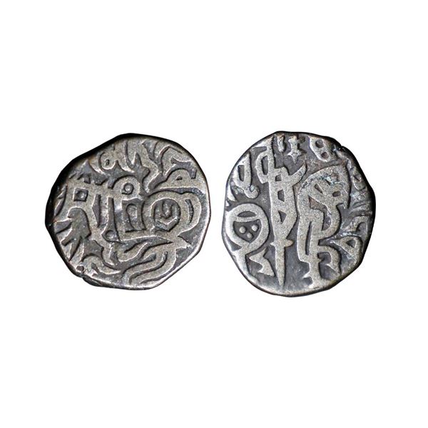 Chauhans of Ajmer, Prithvi Raja III (1179-1192 AD), Billon Jital, 3.21 gms, Deyell # 225.