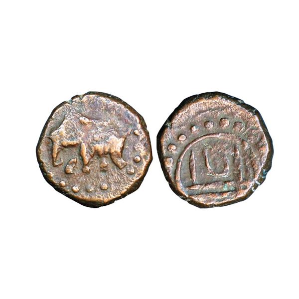 Chudasama Dynasty of Gujarat, (1250-1350 AD), Anonymous Issue, Copper Unit, 4.91 gms,