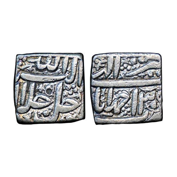 Akbar (1556-1605 AD), silver square rupee, 11.33g,