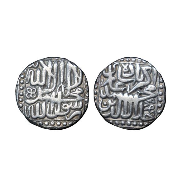 Akbar (AH 963-1014, 1556-1605 AD), Silver Rupee, 11.33 gms, Ahmadabad Mint, AH 984, very fine, scarc