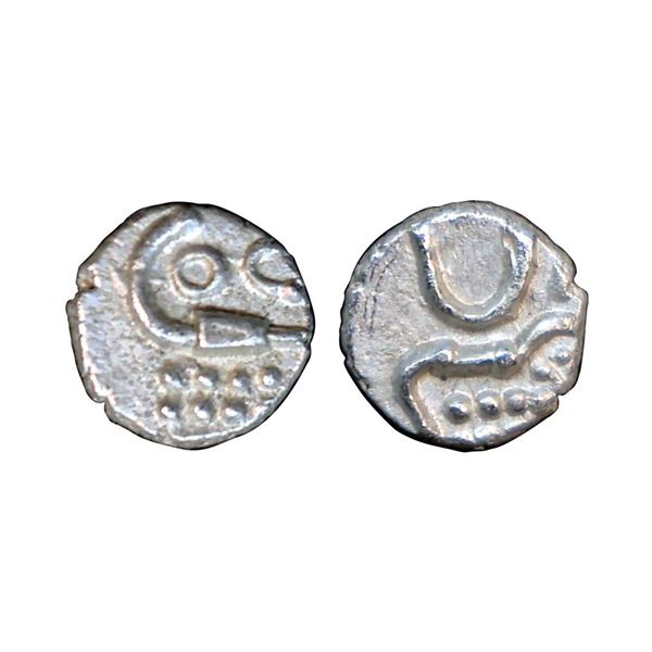Cochin State, Silver ½ Puttun, obv. Stylized Varaha, Rev