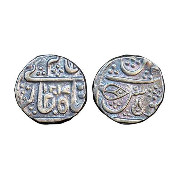 Indore State, INO Shah Alam II (AH 1174-1221, 1759-1806 AD), Silver Rupee, 11.16 gms,