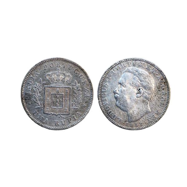 Indo Portuguese, Goa, Luiz I (Ludwig) (1861-1889 AD), Silver (.917) Uma Rupia/Rupee, 11.48 gms,