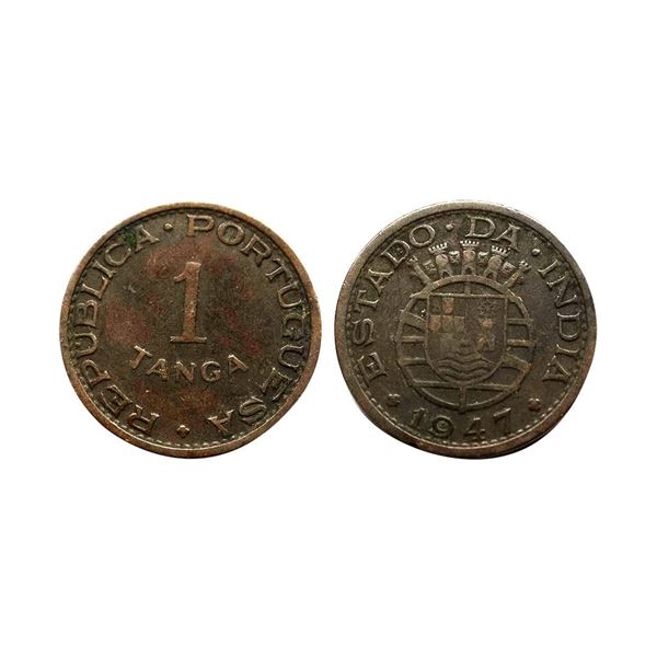 1947, Republica Portugueza India, Copper 1 Tanga