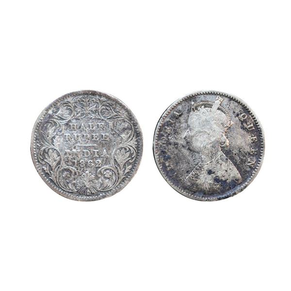 Victroia Queen, Silver 1/2 Rupee, 1862