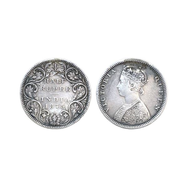 Victoria Queen, Silver ½ Rupee, 1875, Bombay Mint, B2 / II / dot, (Prid 286).
