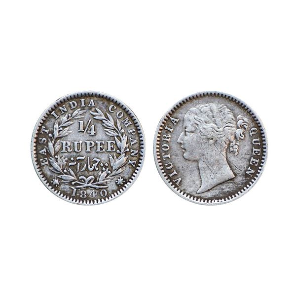 Victoria Queen, Silver 1/4 Rupee, 1840