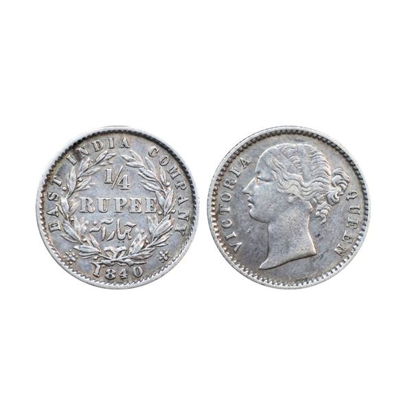 Victoria Queen, 1840, Silver ¼ Rupee,