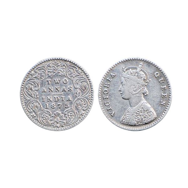 Victoria Queen, Silver 2 Annas, 1875, Calcutta Mint,