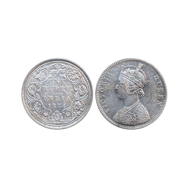 Victoria Empress, Silver Rupee, 1874, Calcutta Mint,