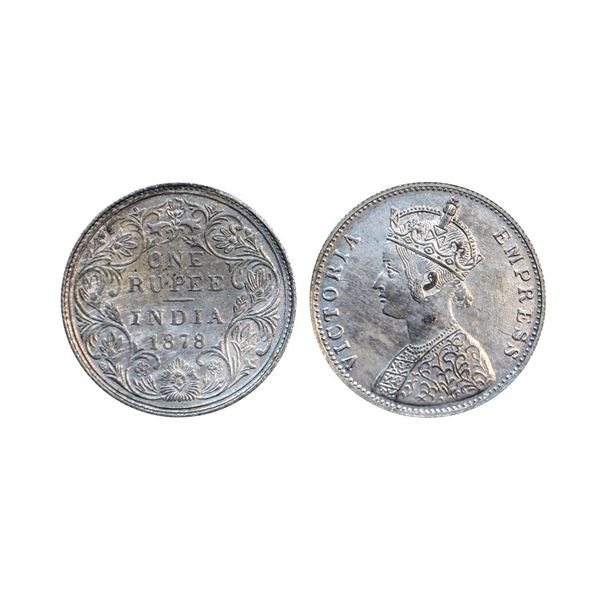 Victoria Empress, Silver Rupee, 1878, Calcutta Mint,