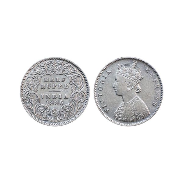 Victoria Empress, Silver ½ Rupee, 1886, Calcutta Mint,