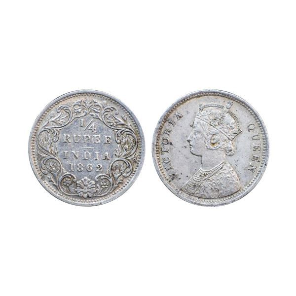 Victoria Empress, Silver ¼ Rupee, 1862, Calcutta Mint,