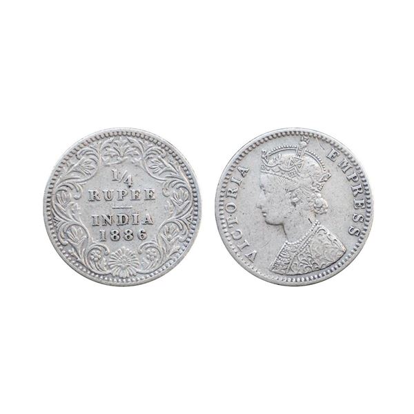 Victoria Empress, Silver ¼ Rupee, 1886, Calcutta Mint,