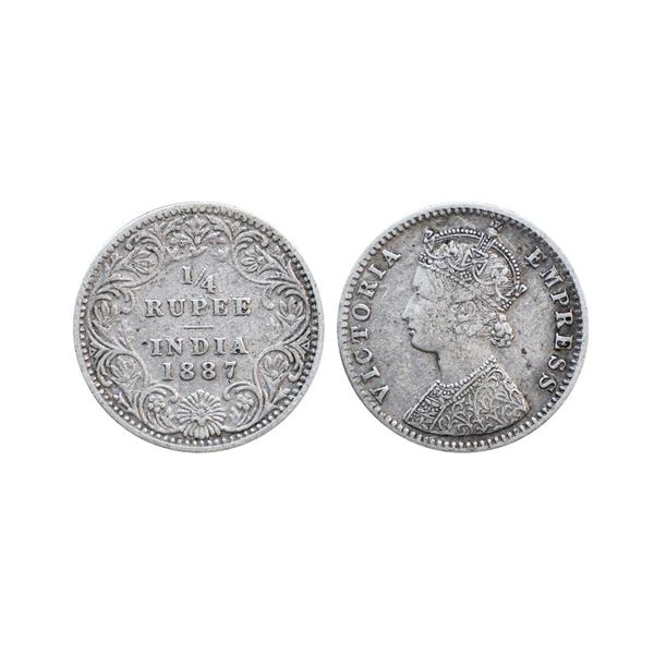 Victoria Empress, Silver ¼ Rupee, 1887, Calcutta Mint