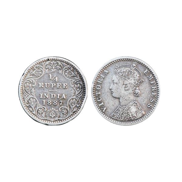 Victoria Empress, Silver ¼ Rupee, 1887, Calcutta Mint,
