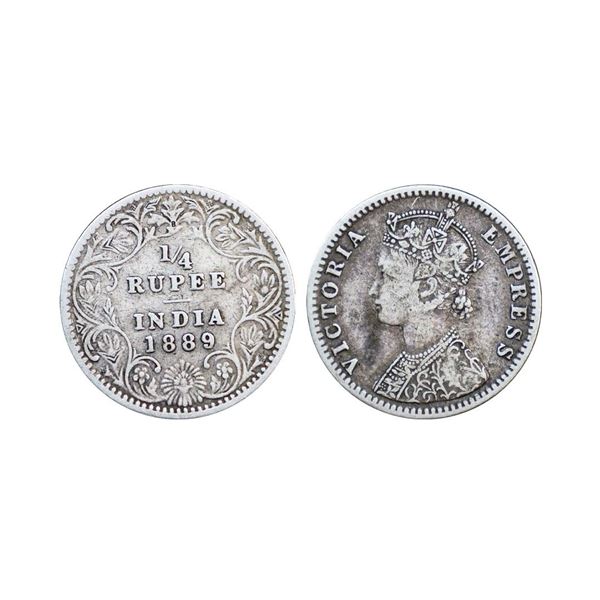Victoria Empress, Silver ¼ Rupee, 1889, Calcutta Mint,