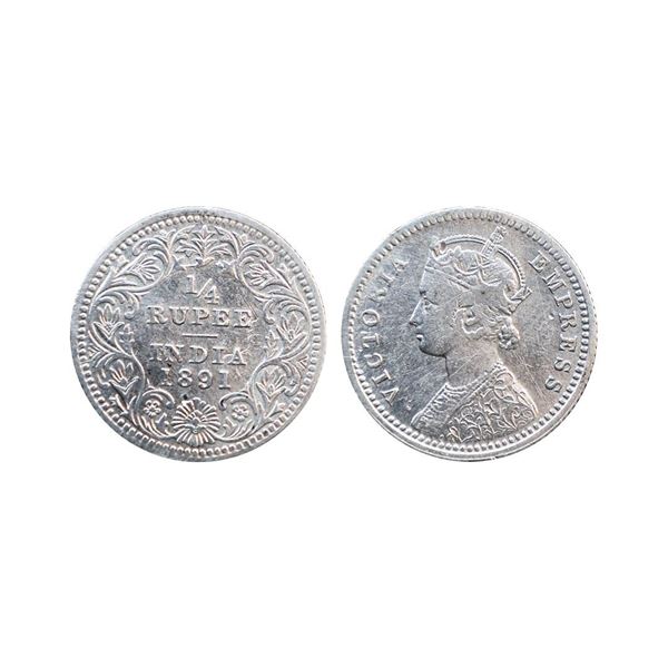Victoria Empress, Silver ¼ Rupee, 1891, Calcutta Mint,