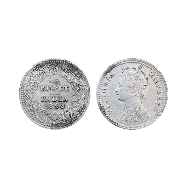 Victoria Empress, Silver ¼ Rupee, 1893, Calcutta Mint,