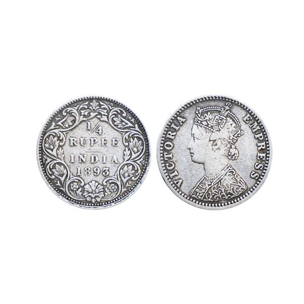 Victoria Empress, Silver ¼ Rupee, 1893, Calcutta Mint,