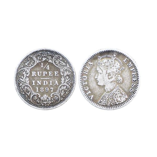 Victoria Empress, Silver ¼ Rupee, 1897, Calcutta Mint,