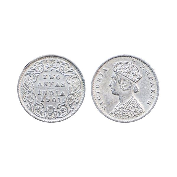Victoria Empress, Silver 2 Annas, 1901, Calcutta Mint, very fine, scarce.