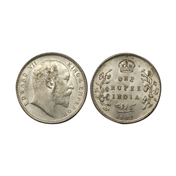 Edward VII, Silver Rupee, 1907, Calcutta Mint (Prid 193).