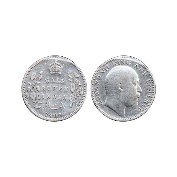 Edward VII, 1906, Silver ½ Rupee, Calcutta Mint,