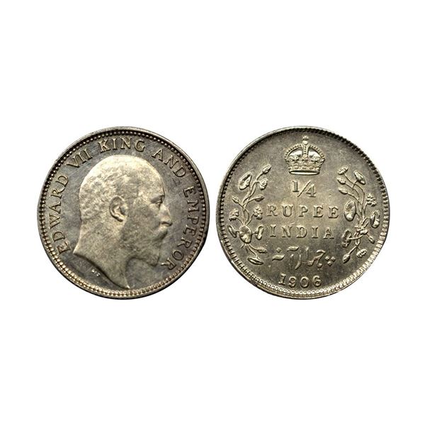Edward VII, Silver ¼ Rupee, 1906, Calcutta Mint, (Prid 435)
