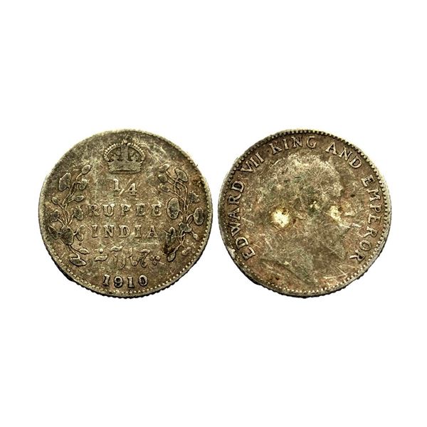 Edward VII, Silver 1/4 Rupee, 1910, Bombay Mint,