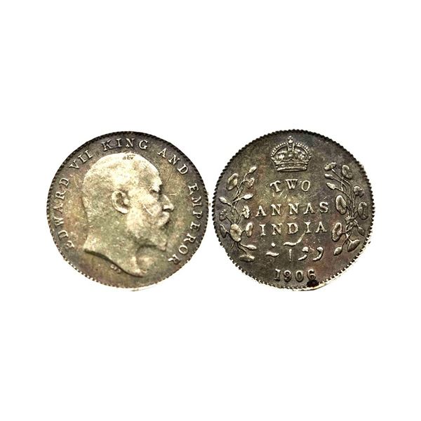 Edward VII, Silver Two Annas, 1906,