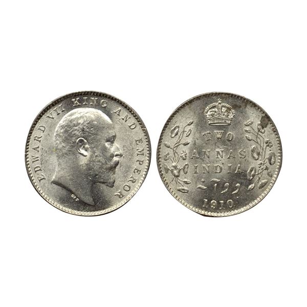 Edward VII, Silver 2 Annas, 1910, Calcutta Mint, (Prid 562).