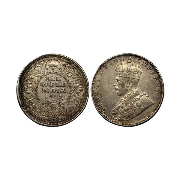 George V, Silver Rupee ,1912, Bombay Mint, Cud Error (extra metal) at Coin Nine o’clock on