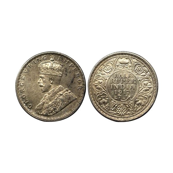 George V, Silver ½ Rupee, 1917, Bombay Mint (Prid 341).