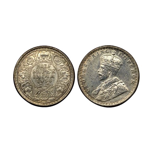 George V, Silver ½ Rupee, 1934, Calcutta Mint (Prid 334).
