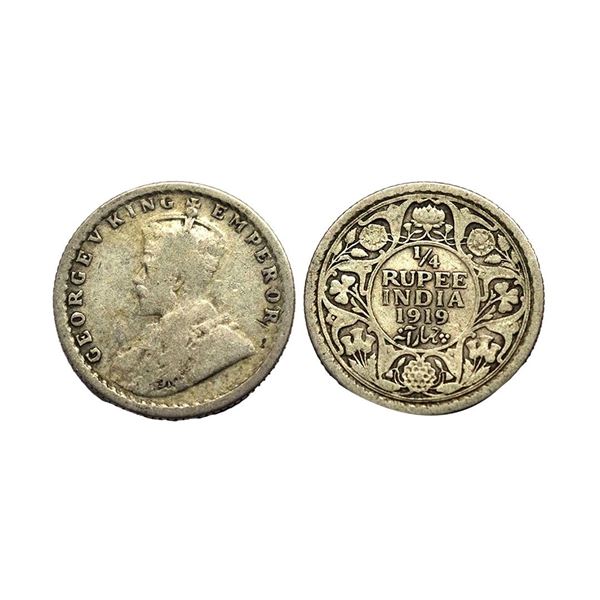 George V King, Silver 1/4 Rupee, 1919