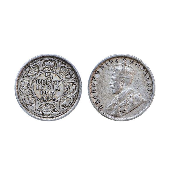 George V, silver ¼ rupee, 1919, Calcutta mint