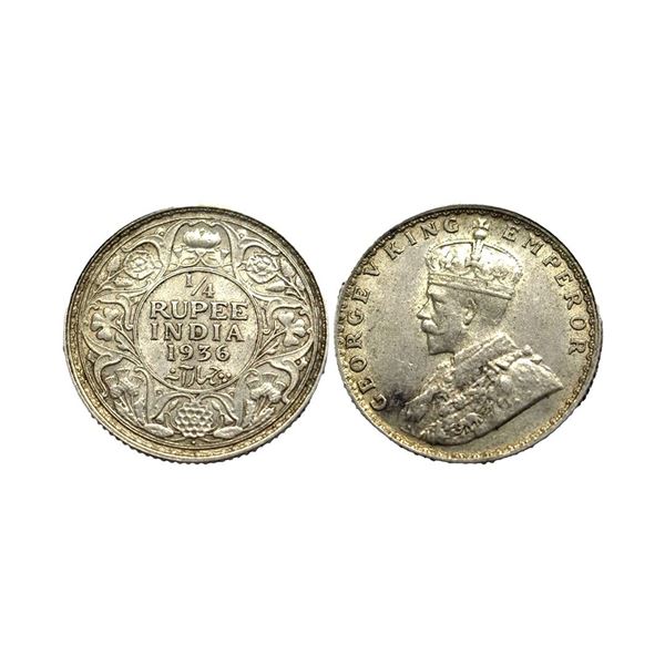 George V King, Silver 1/4 Rupee, 1936,