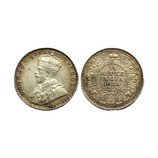 George V King, Silver 1/4 Rupee, 1936,