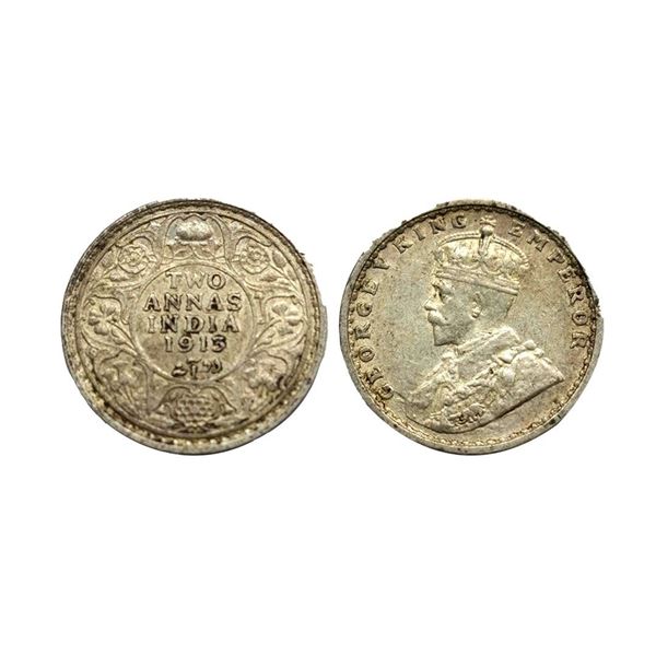 George V King, Silver Two Annas, 1913