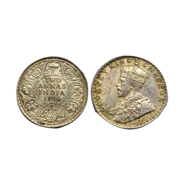 George V King, Silver Two Annas, 1916