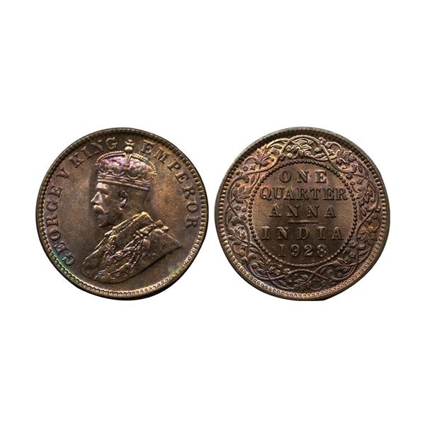 George V, Copper ¼ Anna, 1928, Calcutta Mint (Prid 669)