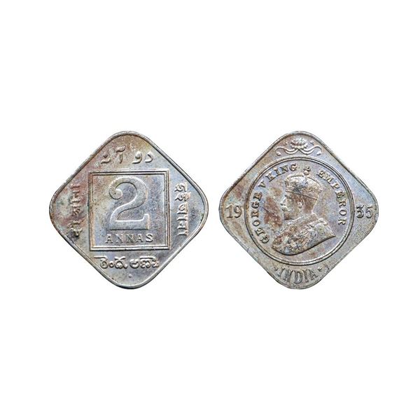 George V, cupro-nickel 2 annas, 1935, Bombay mint