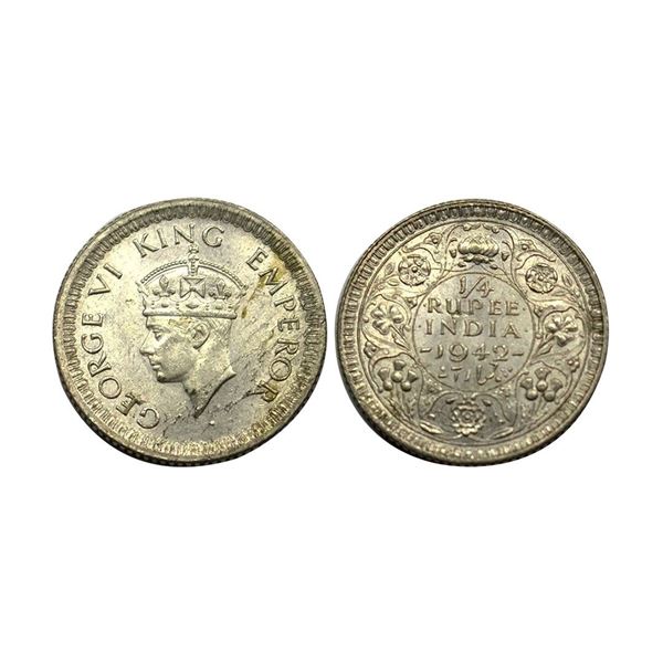 George VI King, Silver (52%) 1/4 Rupee, 1942,