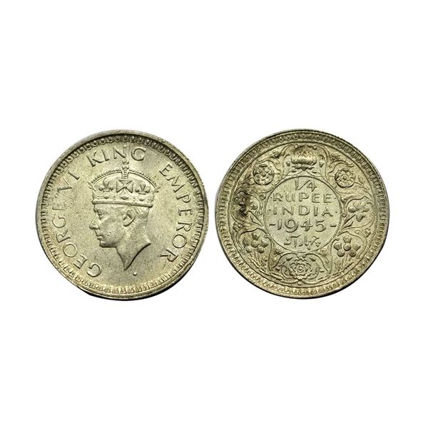 George VI King, Silver (52%) 1/4 Rupee, 1945
