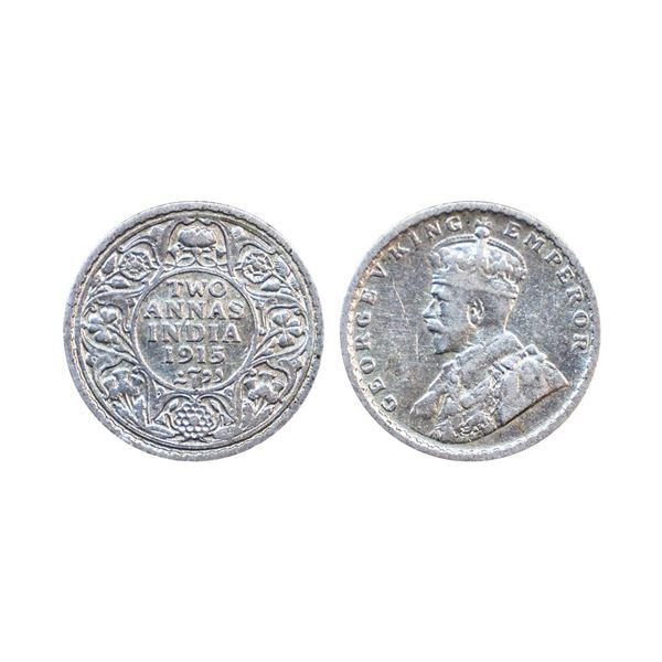 George VI, 1915, Silver 2 Annas, Calcutta Mint,