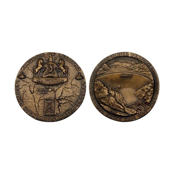 Kingdom of Lesotho, Silver Medal, 111.14grams, Awareded for Lesotho Highlands water projrct, 1991 Ka