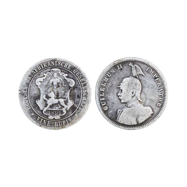 German East Africa, Kaiser Wilhelm II, Silver Rupee, 11.08 gms, 1891, fine, scarce.